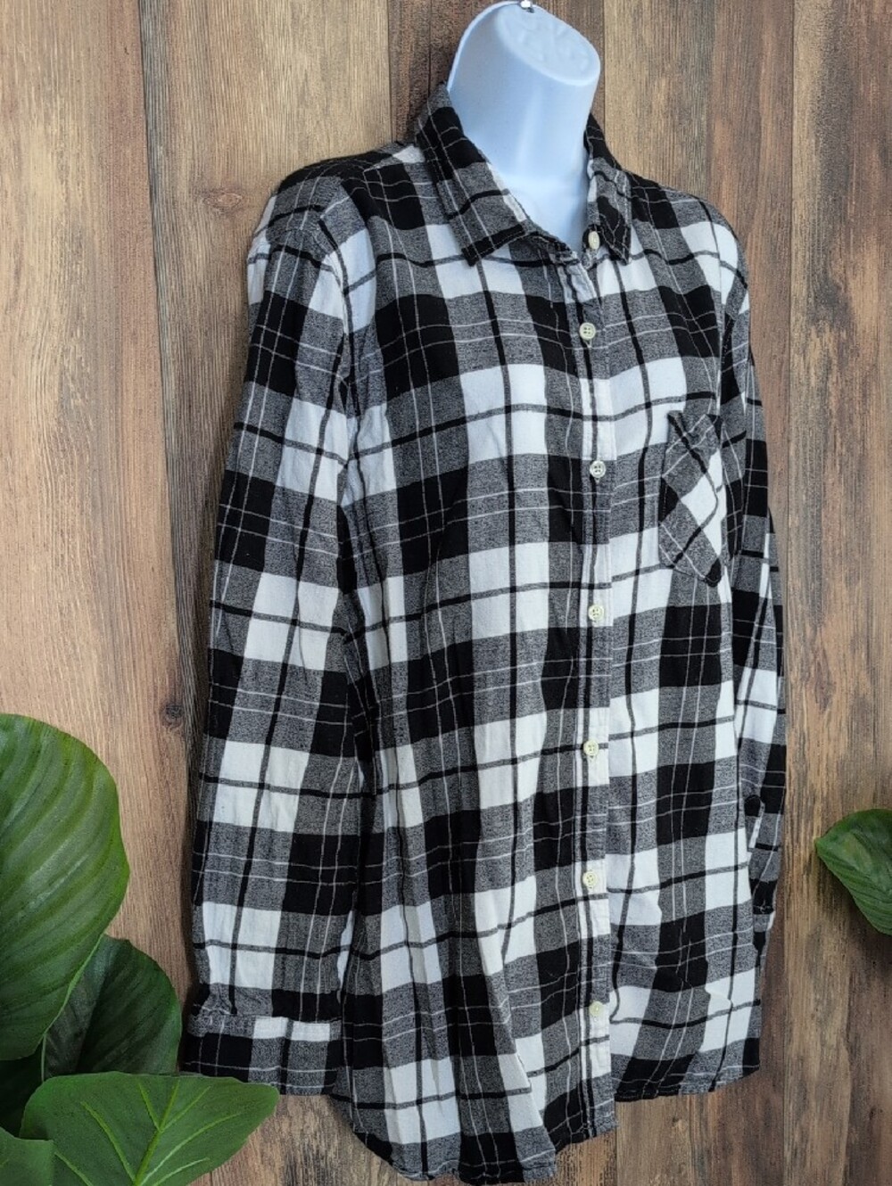 Old Navy The Tunic Shirt Plaid Button-Down Shirt XXL W312